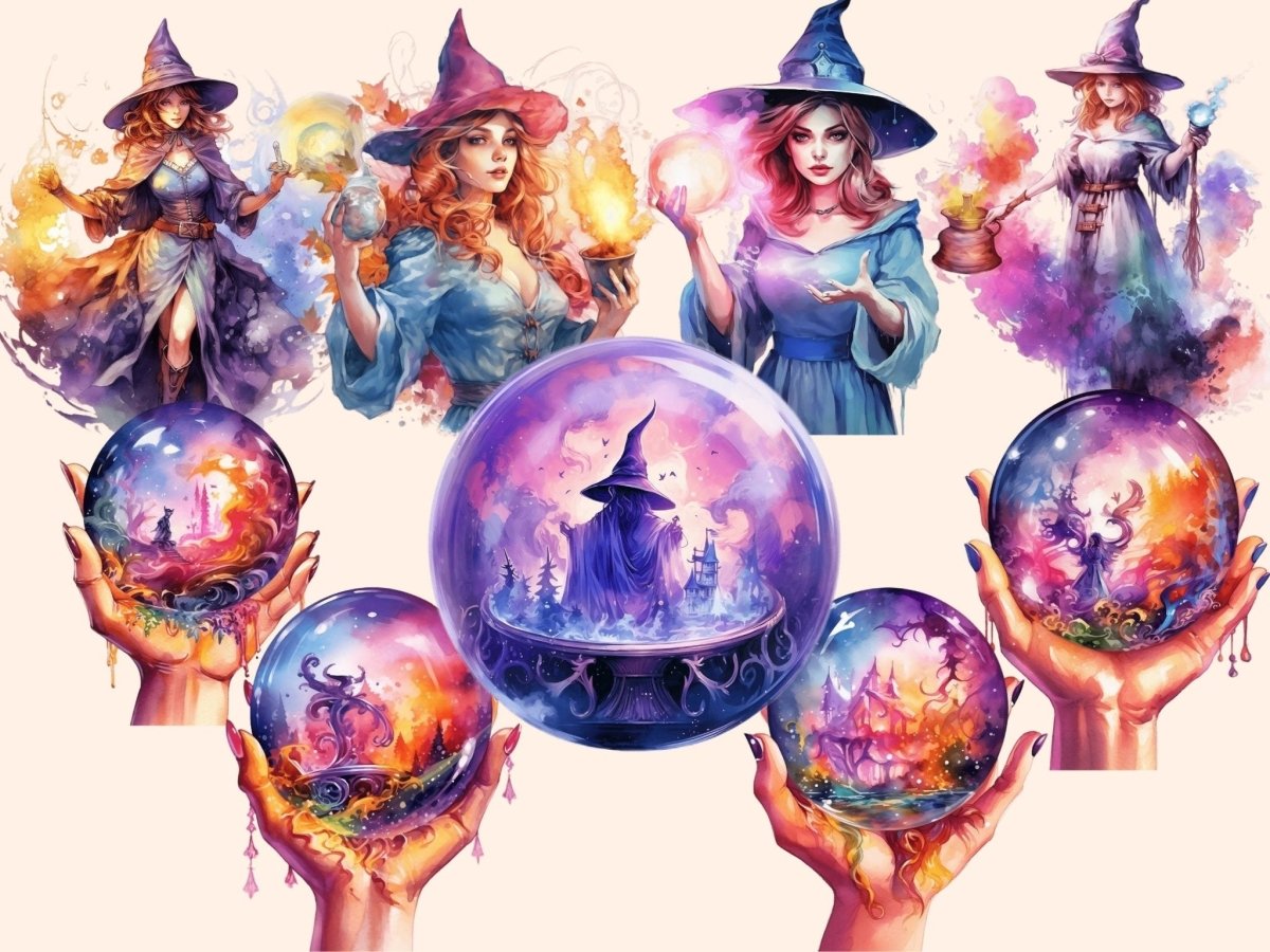 Witches Watercolor Clipart fairytale clipart - Wonders Artist