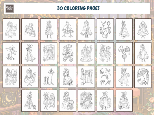 Witchy Fashion Coloring Book