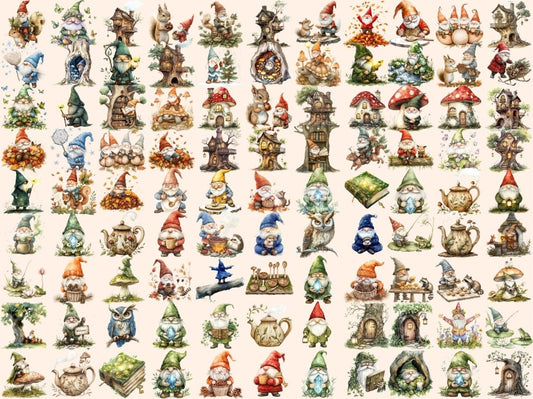 Metsän kääpiöt vesiväri clipart