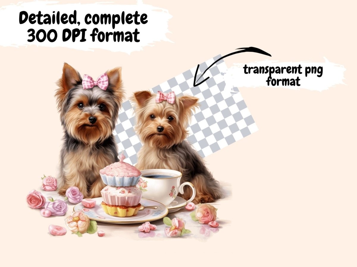 Yorkshire Terriers Watercolor Clipart cute yorkie clipart - Wonders Artist
