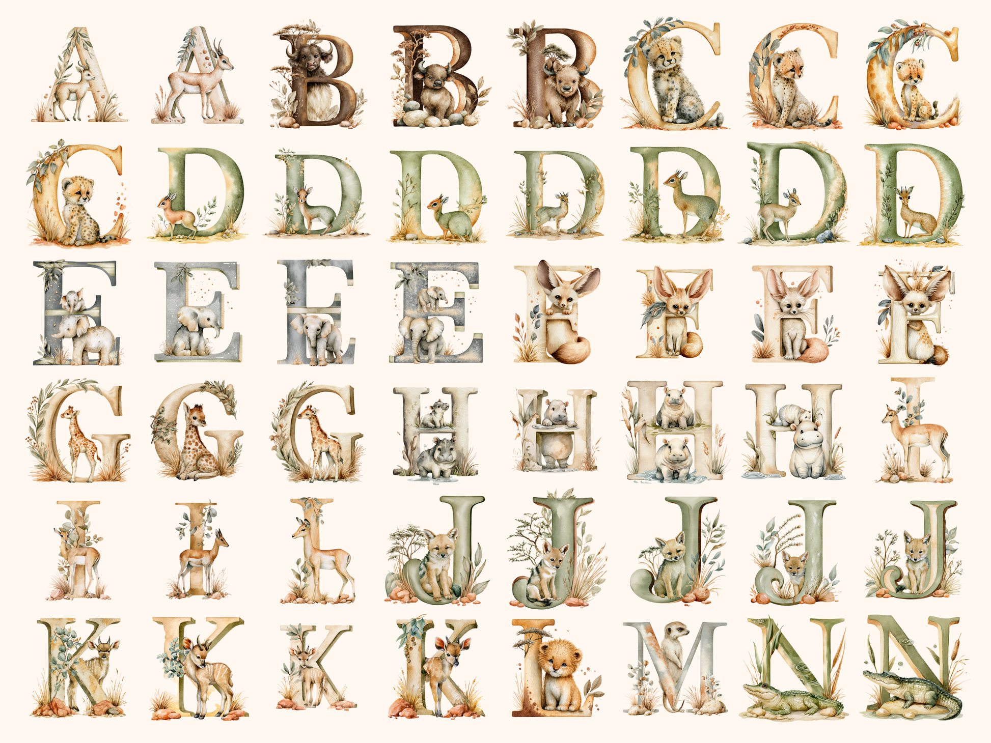 Safari Animals Alphabet & Numbers