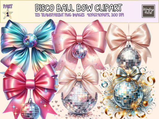 Disco Ball Bow Clipart