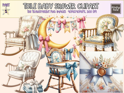 Toile Baby Shower Clipart