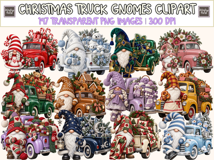 Christmas Truck Gnomes Clipart — cover