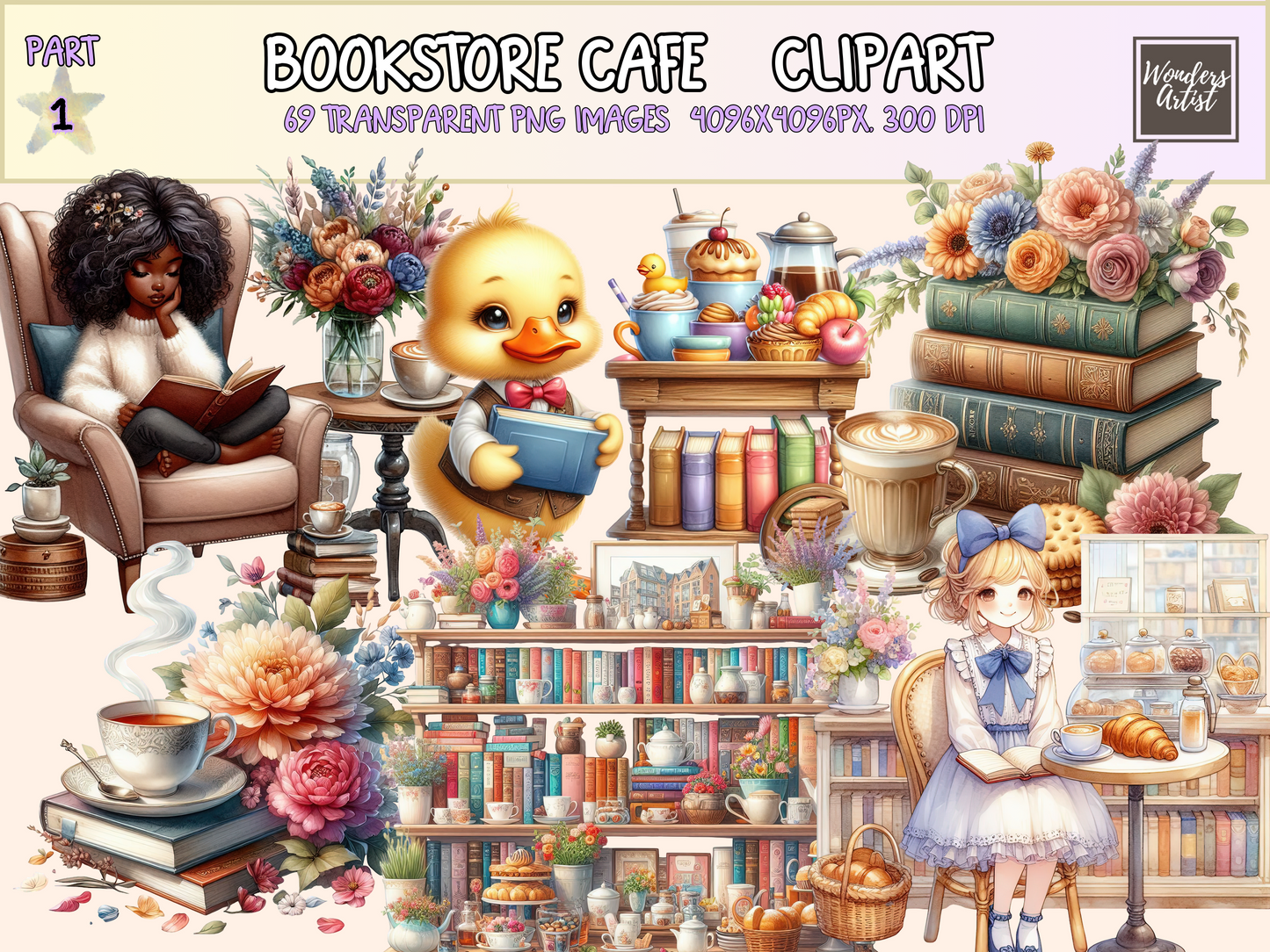 Bookstore Café Clipart