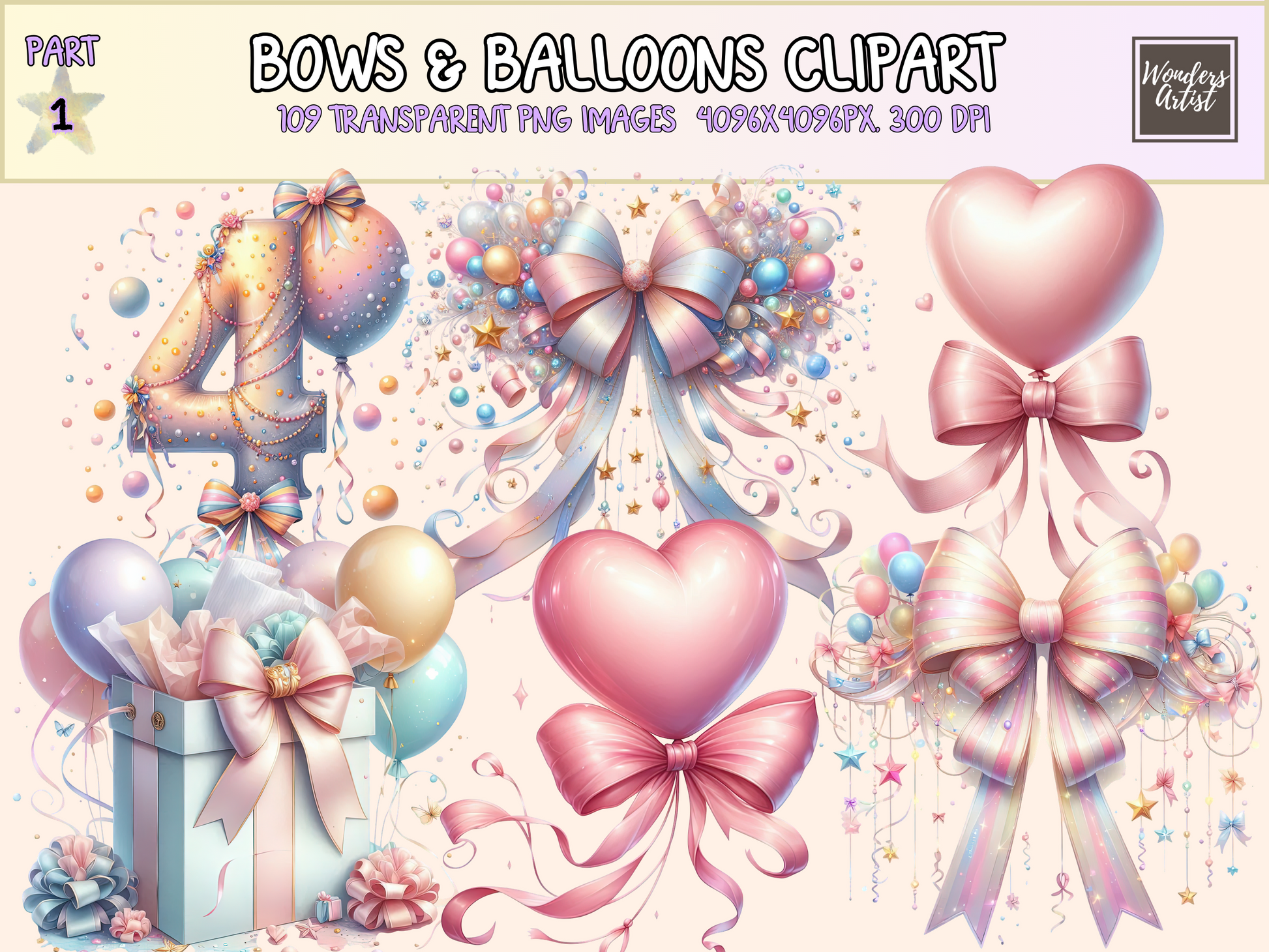 Bows & Balloons Clipart
