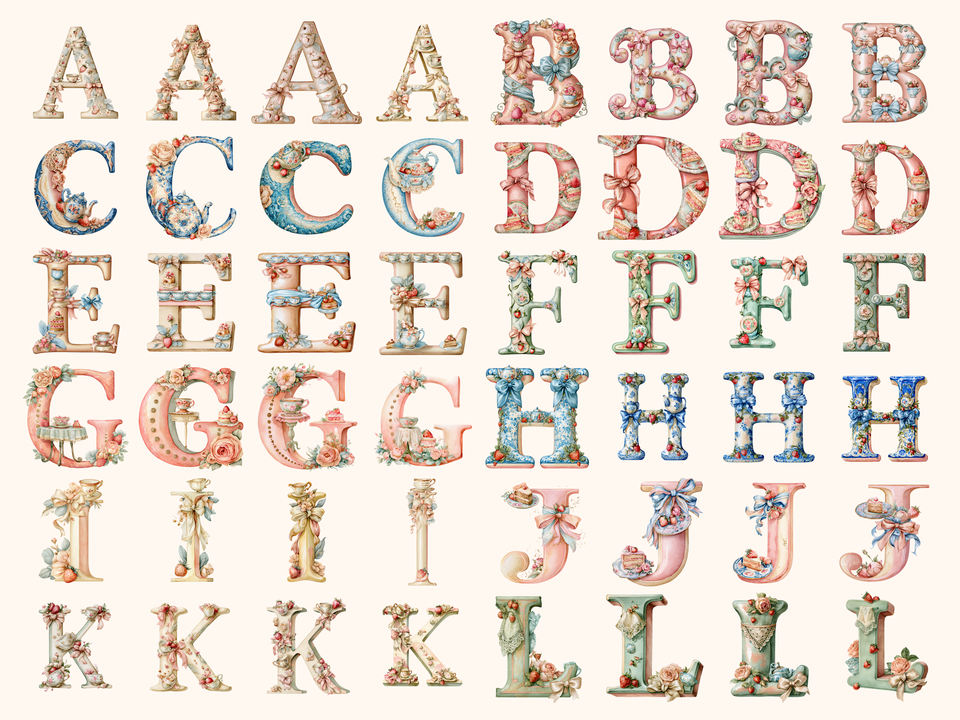 Garden Tea Party Alphabet & Numbers