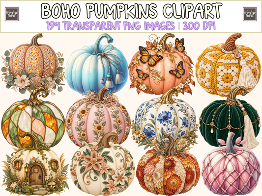 Boho Pumpkins Clipart — cover