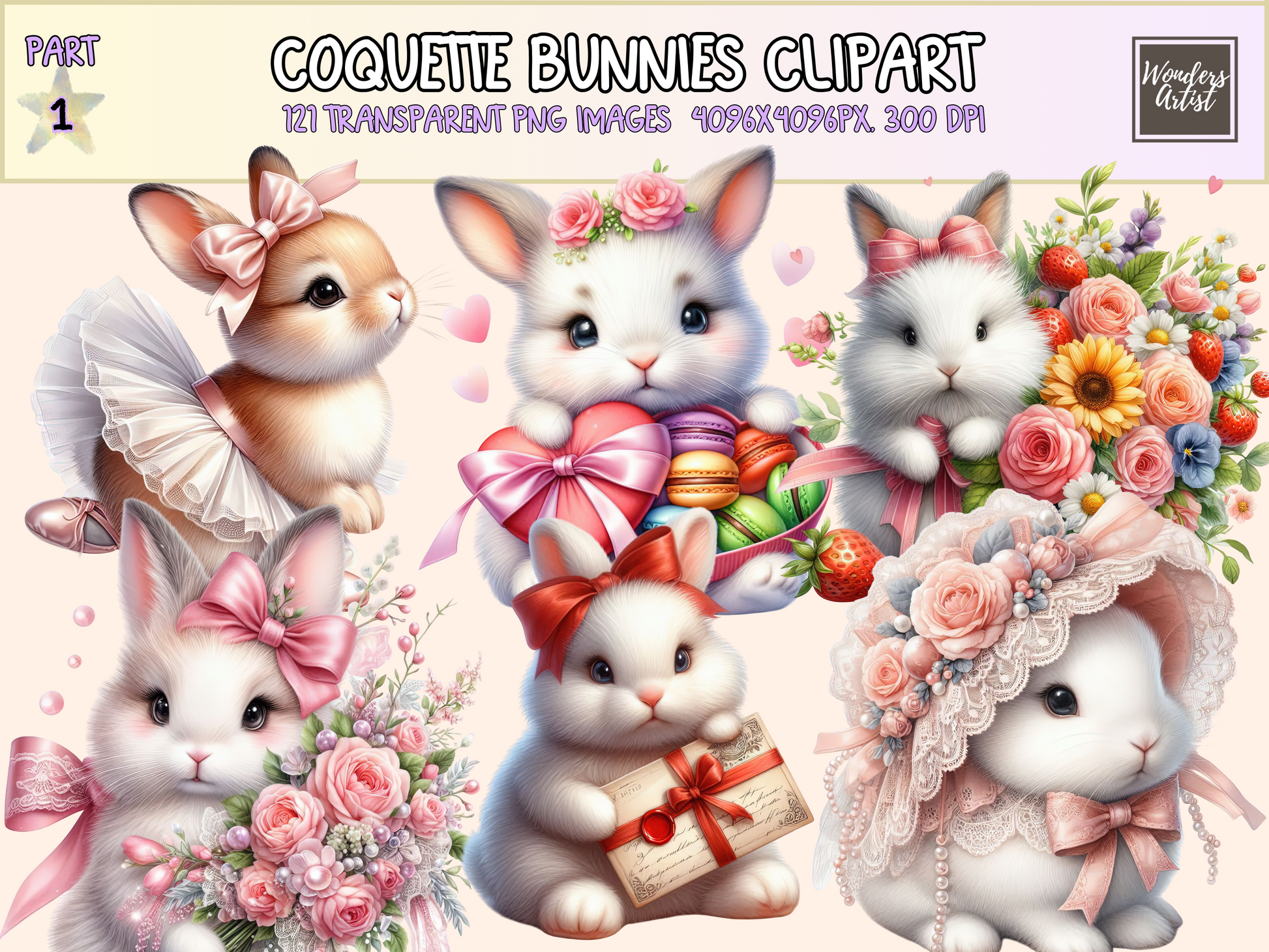 Coquette Bunnies Clipart