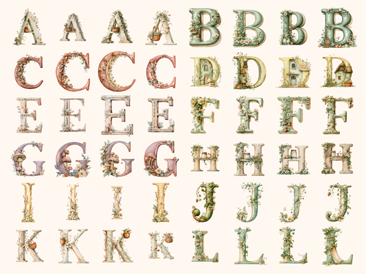 Cottagecore Alphabet & Numbers