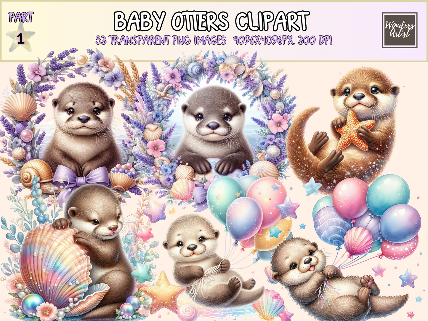 Baby Otters Clipart