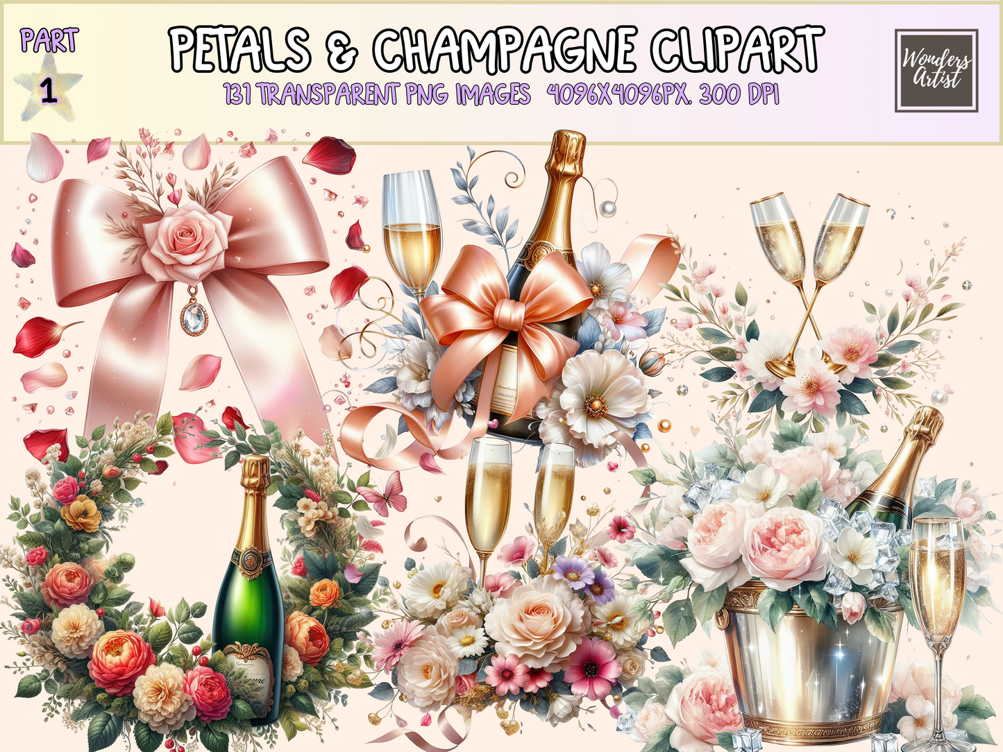 Petals & Champagne Clipart