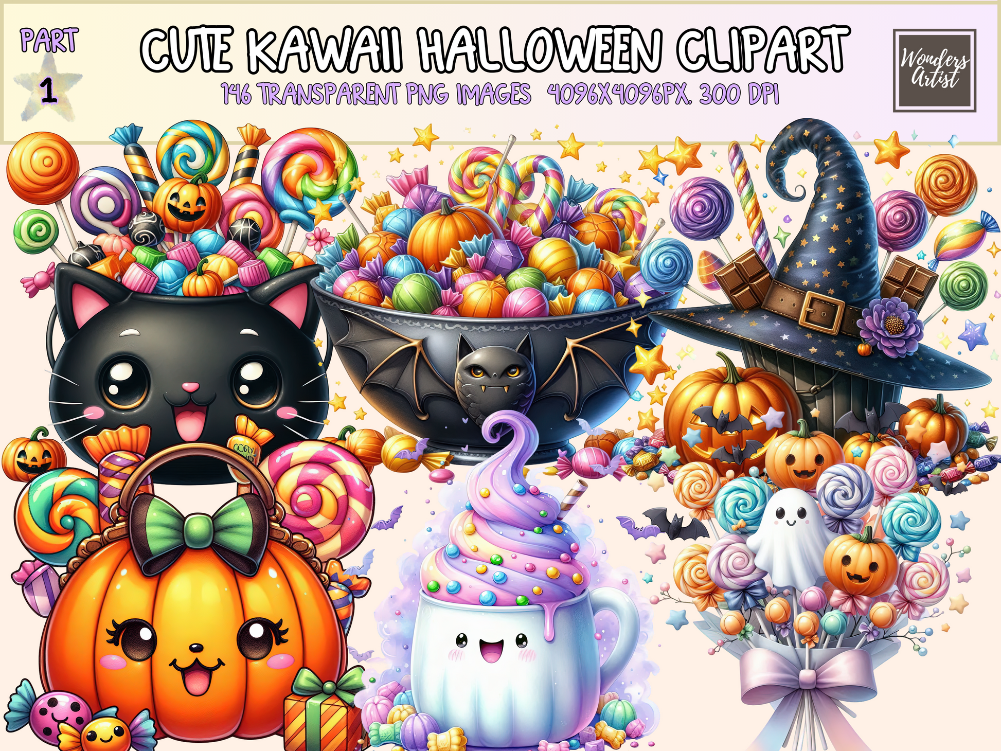 Cute Kawaii Halloween Clipart