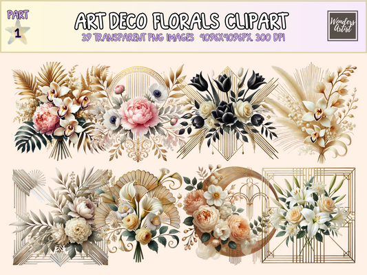 Art Deco Florals Clipart