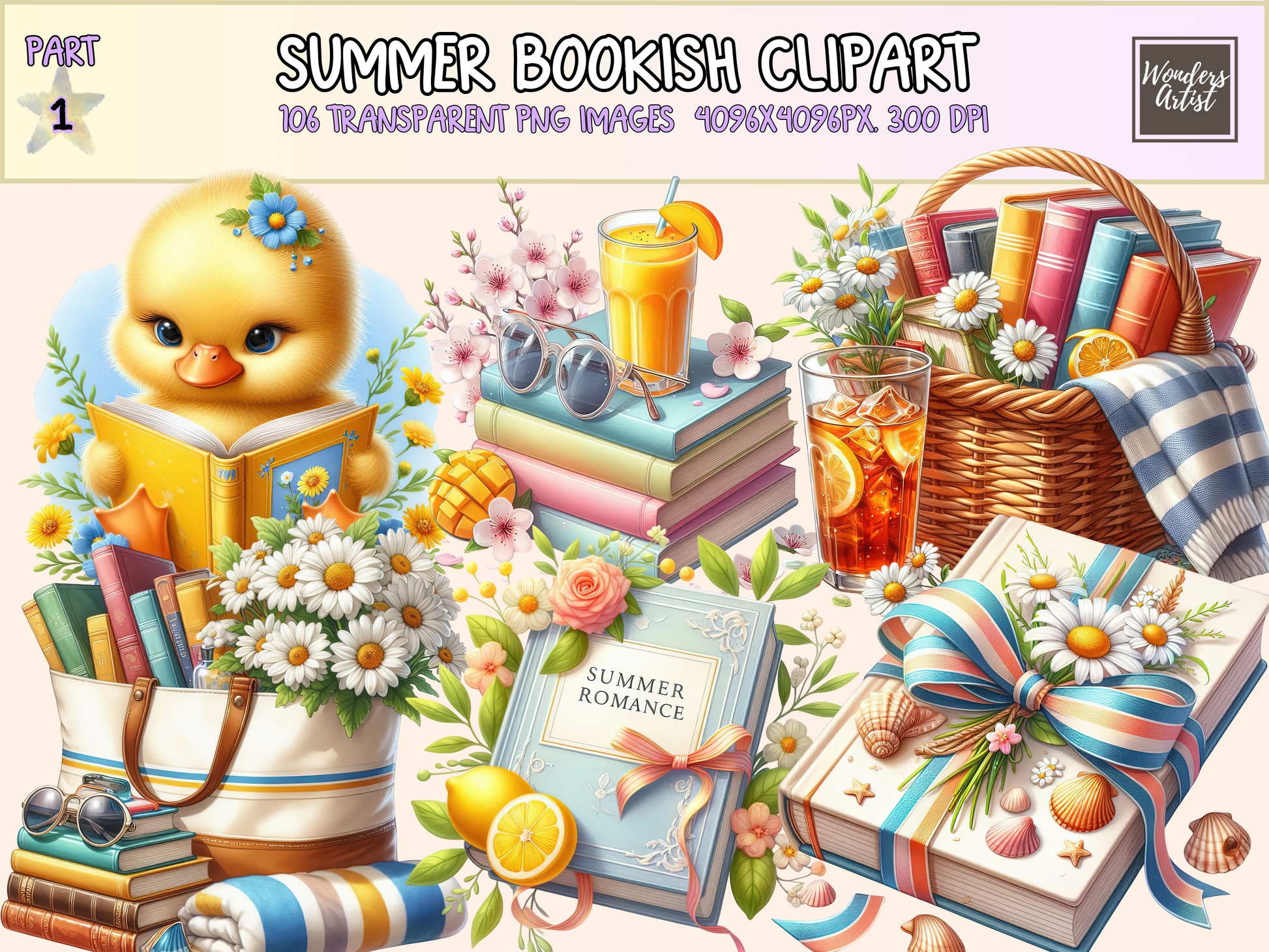 Summer Bookish Clipart