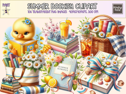 Summer Bookish Clipart
