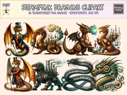 Steampunk Dragons Clipart