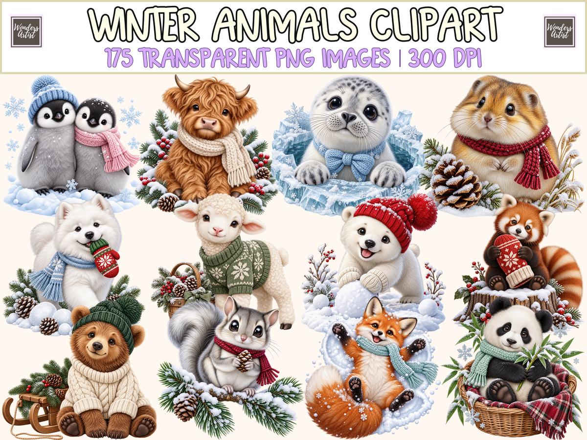 Winter Animals Clipart — cover