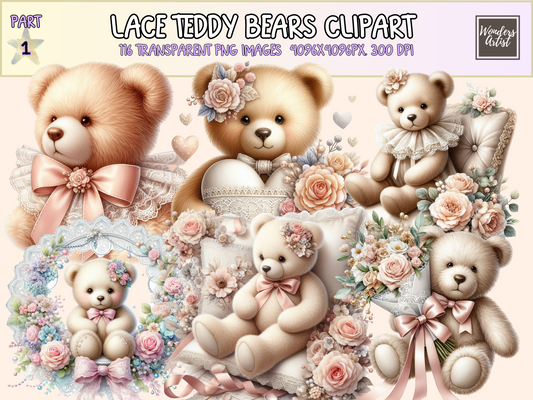 Lace Teddy Bears Clipart