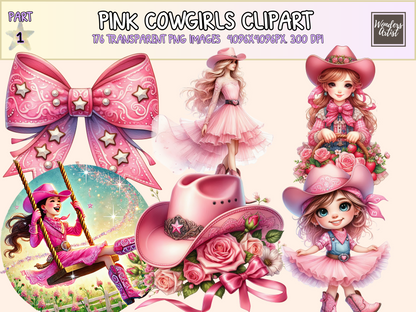 Pink Cowgirls Clipart