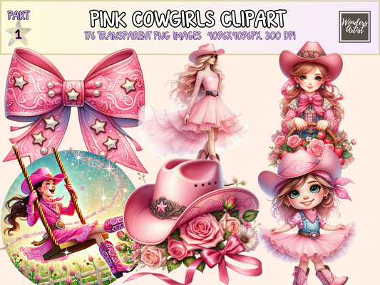 Pink Cowgirls Clipart