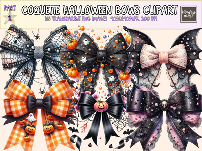 Coquette Halloween Bows Clipart