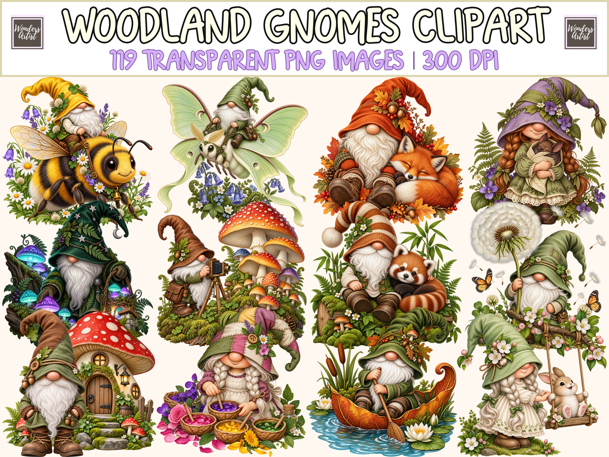 Woodland Gnomes Clipart — cover
