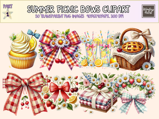 Summer Picnic Bows Clipart