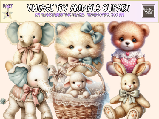 Vintage Toy Animals Clipart