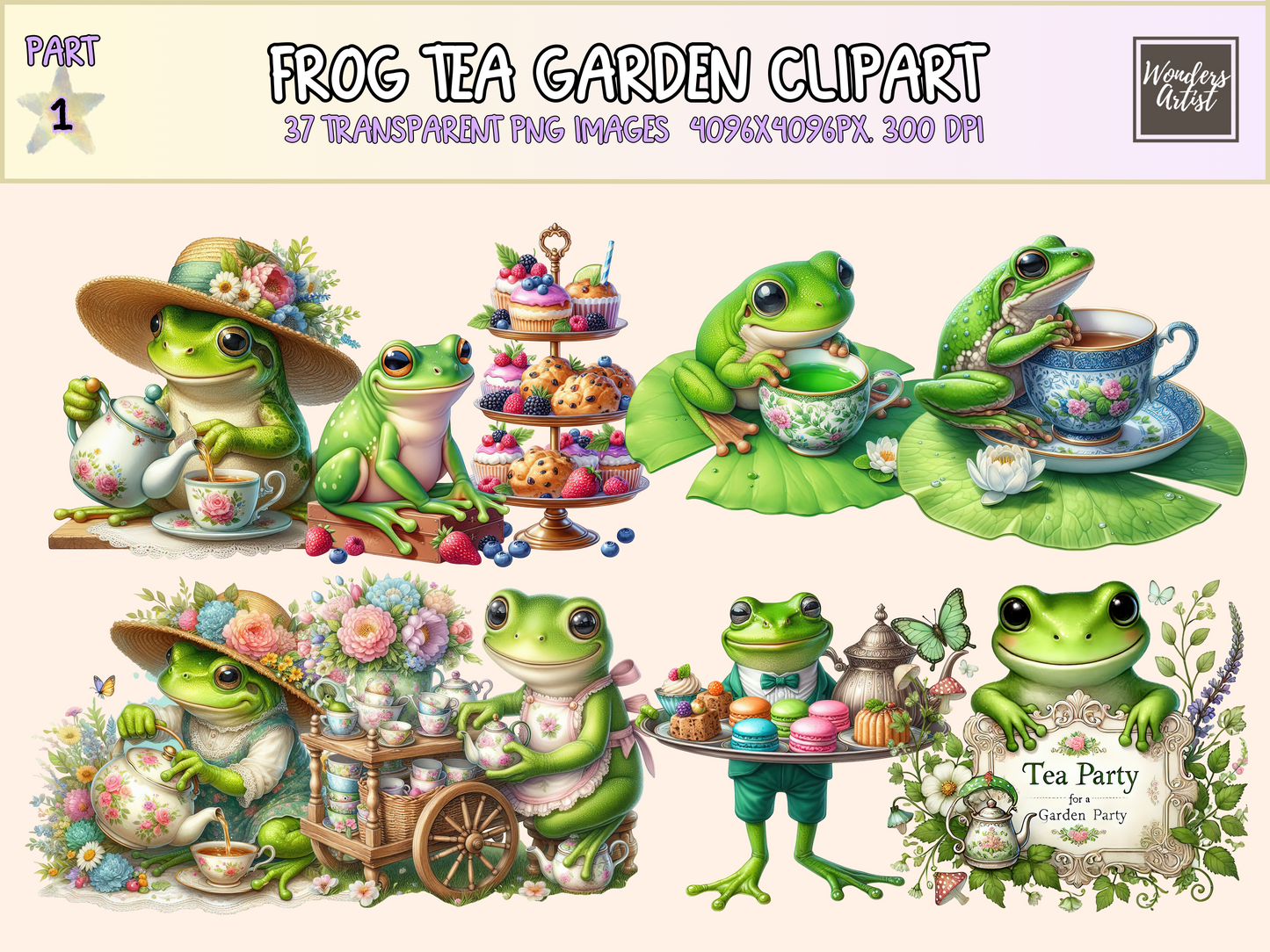 Frog Tea Garden Clipart