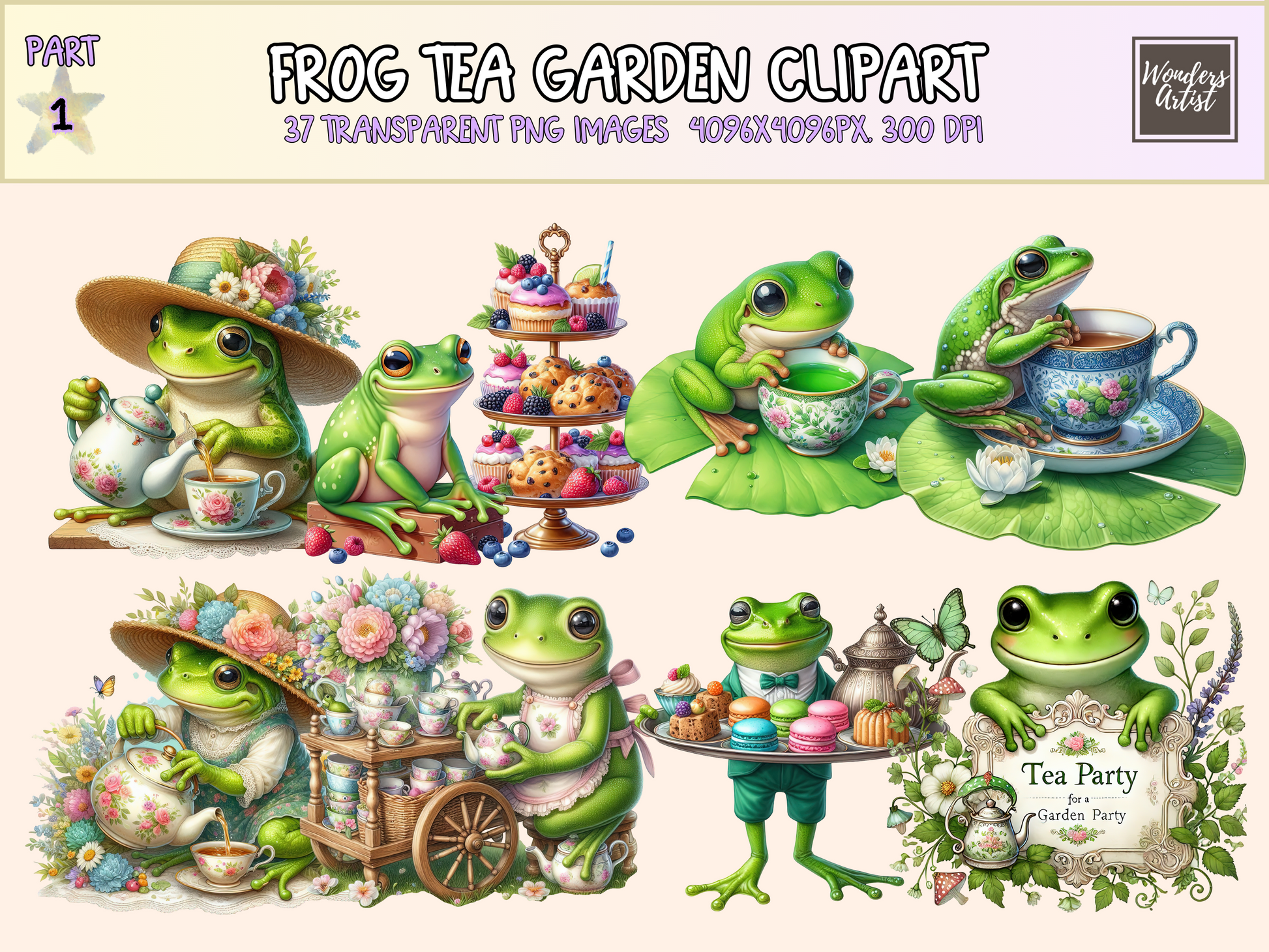 Frog Tea Garden Clipart