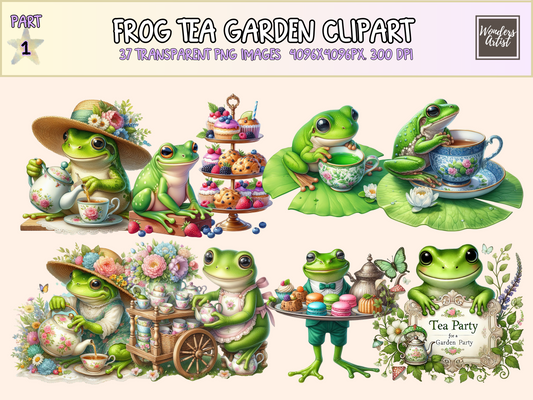 Frog Tea Garden Clipart