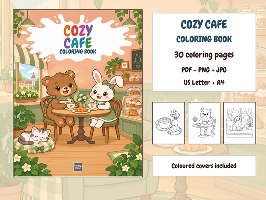 Cozy Cafe Coloring Book cover