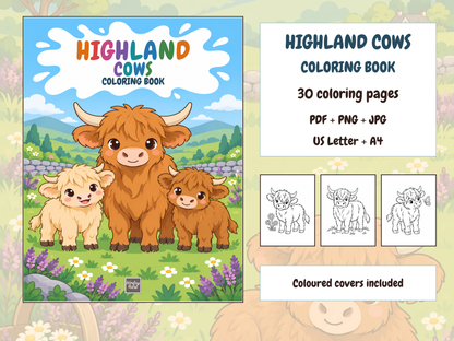 Highland Cows Coloring Book cover