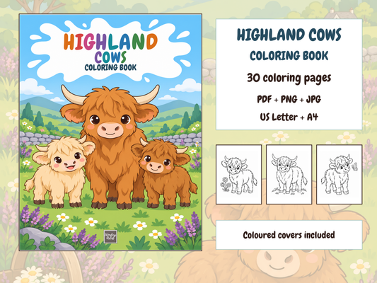 Highland Cows Coloring Book cover
