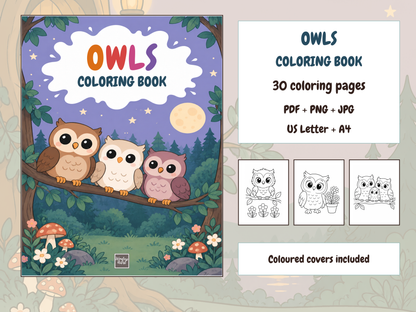 Owls Coloring Book — OWLS COLORING BOOK