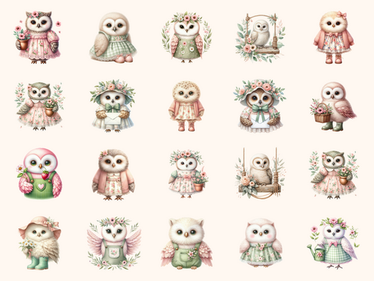 Cottagecore Owls Clipart