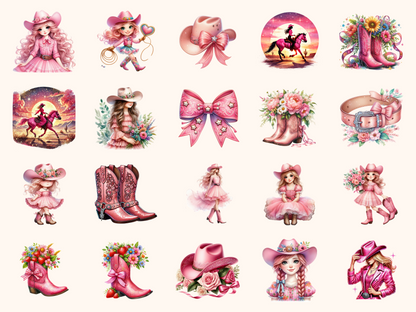 Pink Cowgirls Clipart