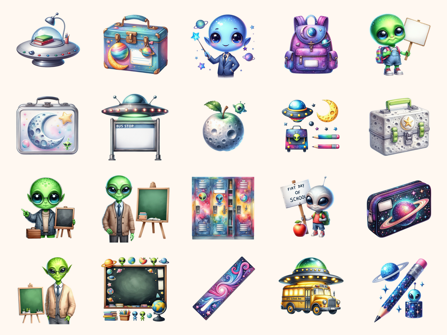 Alien School Clipart