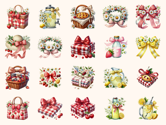 Summer Picnic Bows Clipart