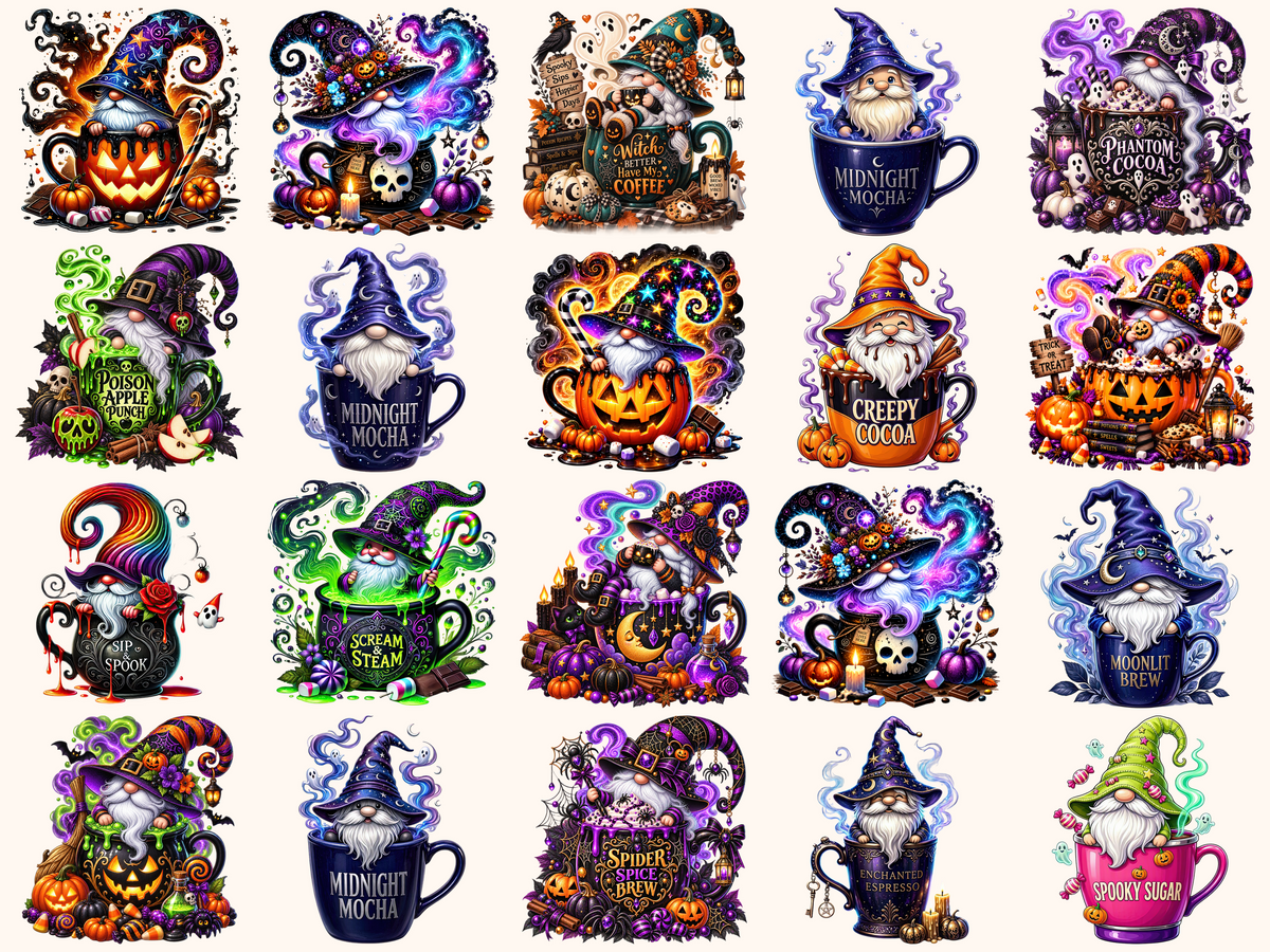 Halloween Cup Gnomes Clipart