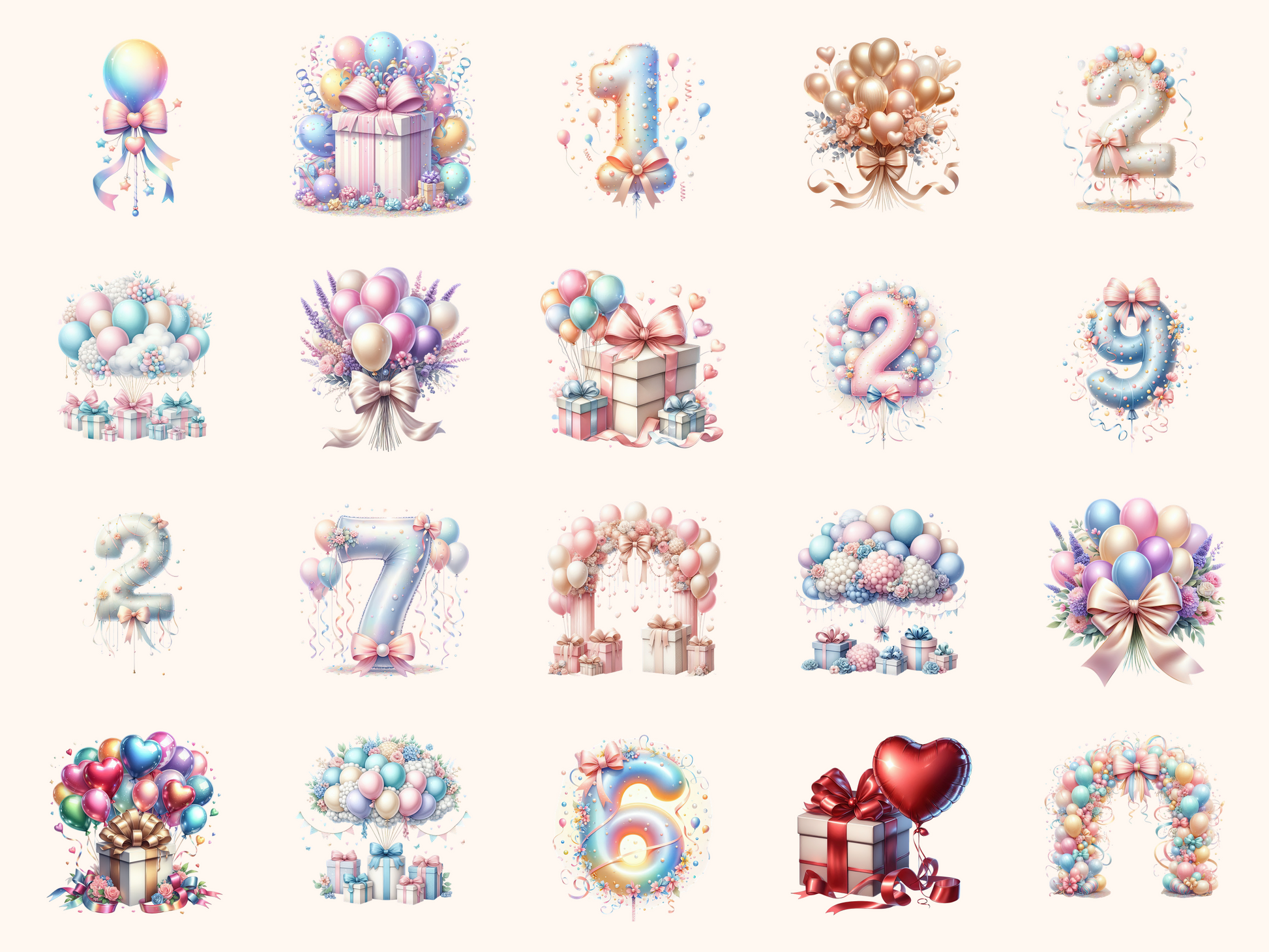 Bows & Balloons Clipart