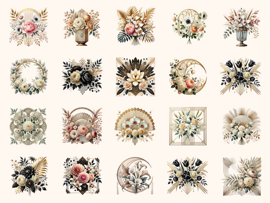 Art Deco Florals Clipart