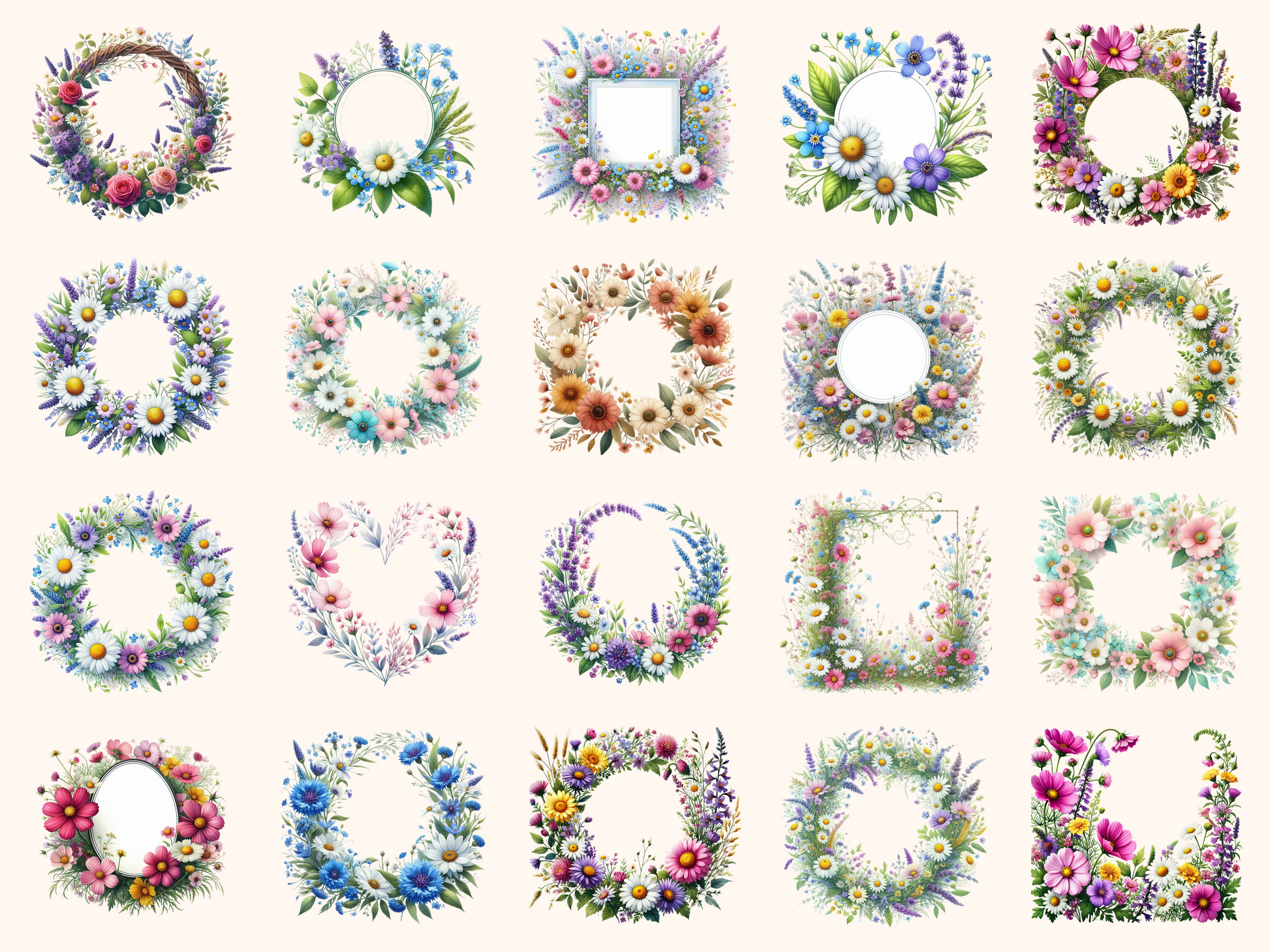 Wildflower Frames Clipart