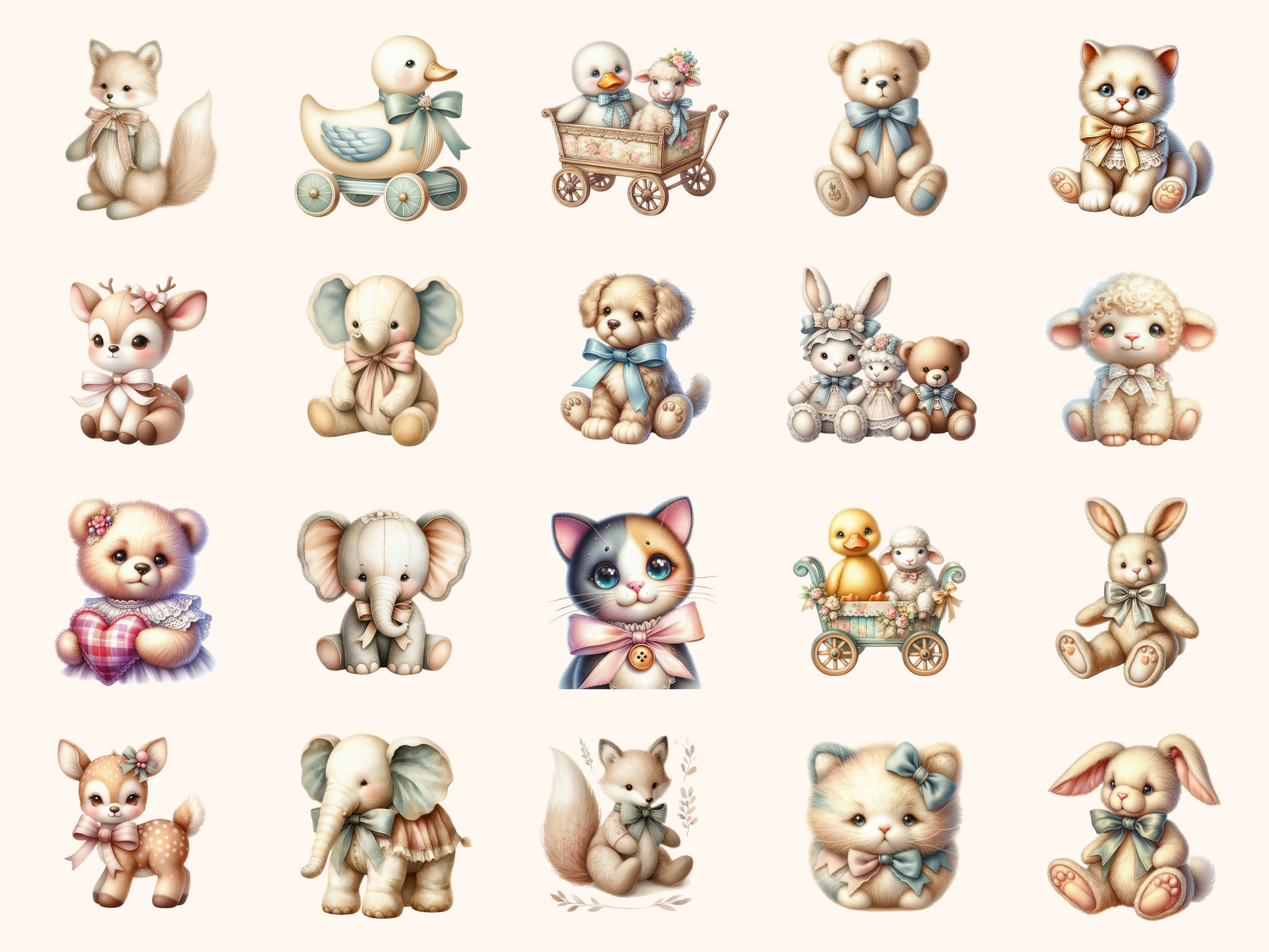 Vintage Toy Animals Clipart