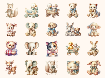 Vintage Toy Animals Clipart