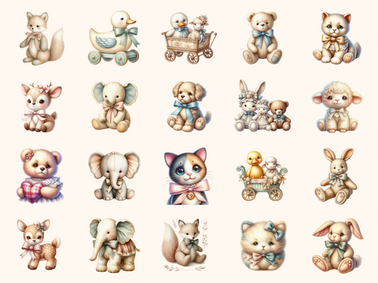 Vintage Toy Animals Clipart