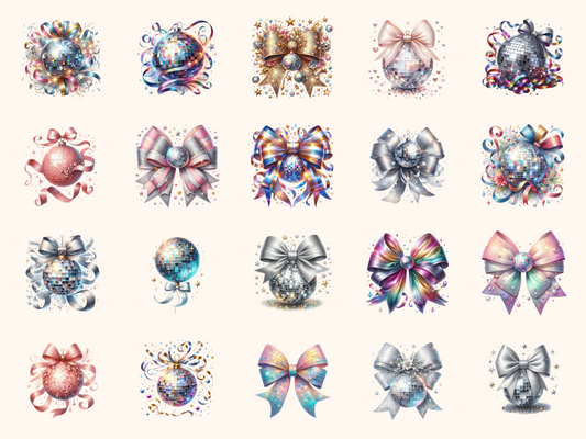 Disco Ball Bow Clipart