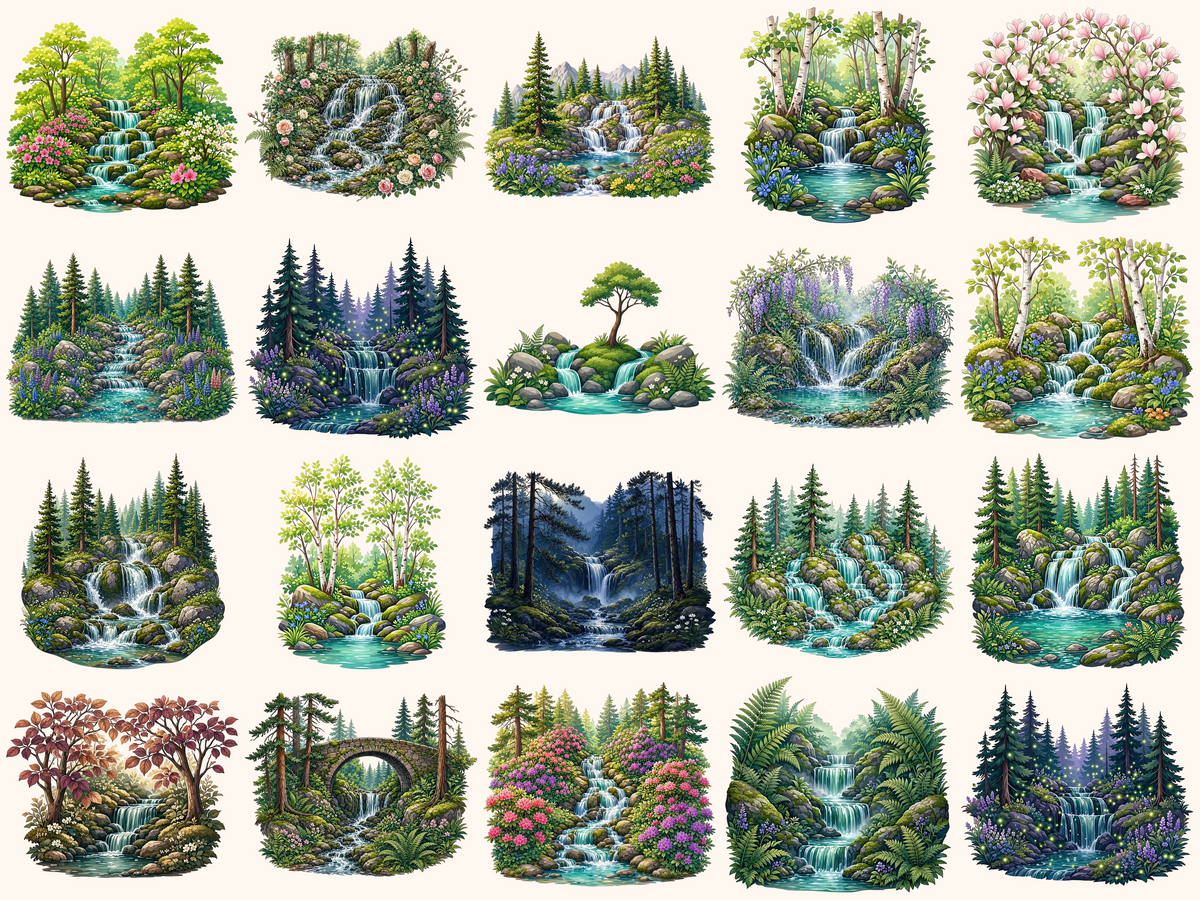 Forest Waterfalls Clipart