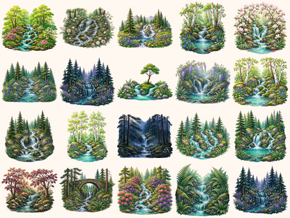 Forest Waterfalls Clipart